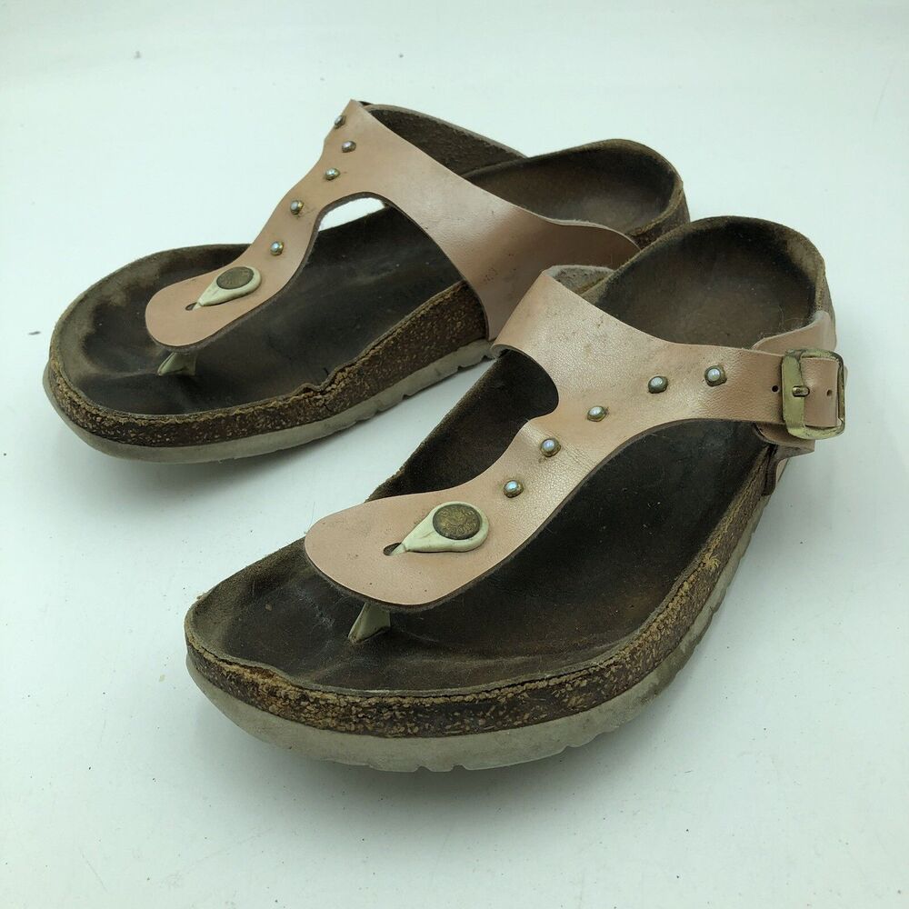 Papillio original Birkenstock Pink Studded Gizeh Slide Thong Sandals Womens 9